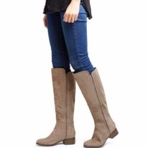 NEW Merona Taupe Grey Faux Suede Riding Boots